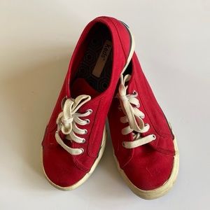 Keds Champion Red Low Top Canvas Lace Up Sneakers